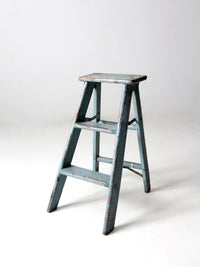 vintage wooden blue step ladder