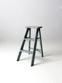 vintage wooden blue step ladder