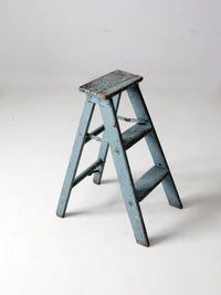 vintage wooden blue step ladder