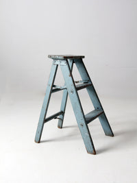 vintage wooden blue step ladder