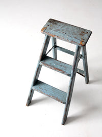 vintage wooden blue step ladder