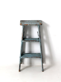 vintage wooden blue step ladder