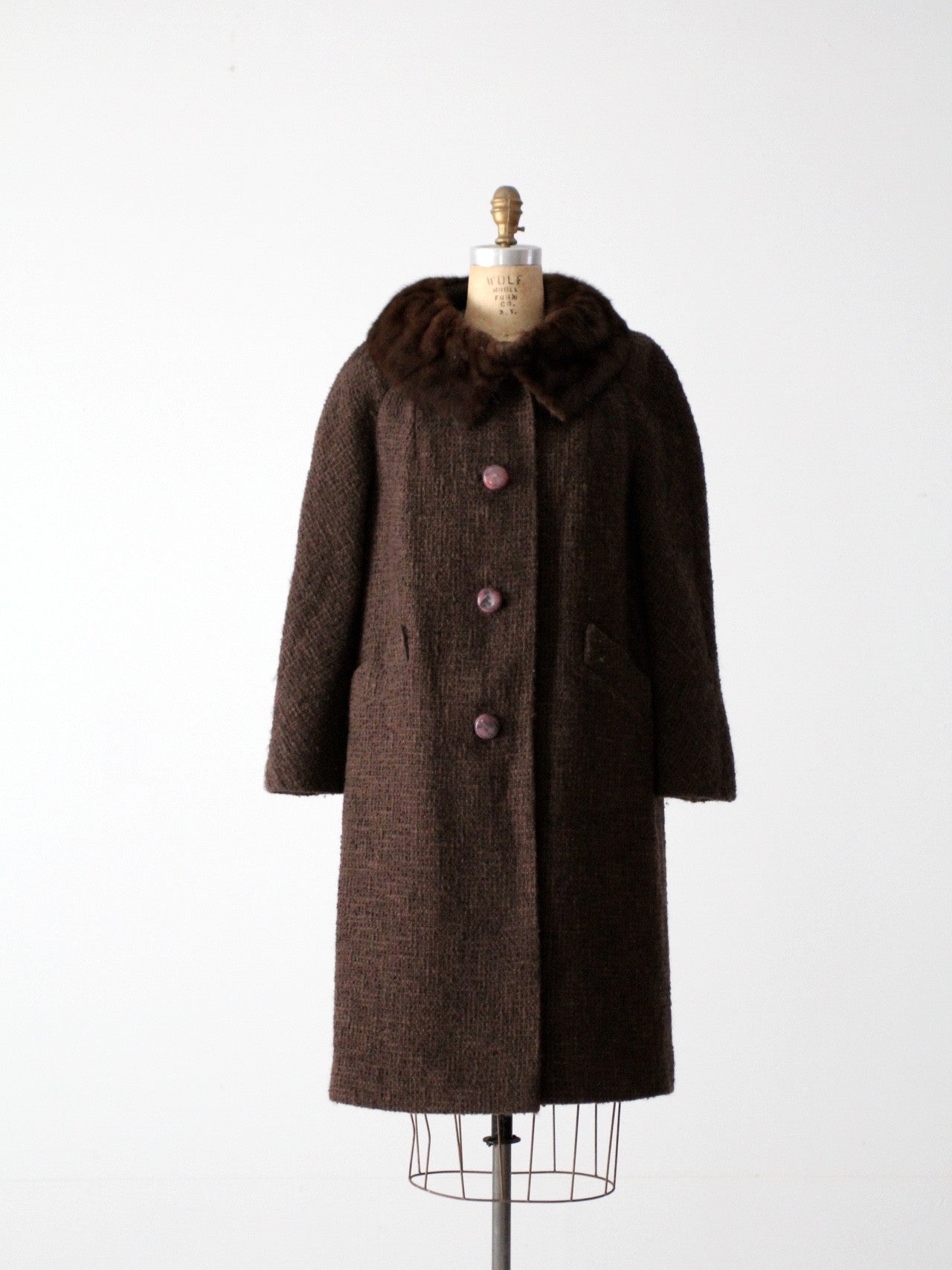 vintage 1960s Betty Rose wool coat with fur collar