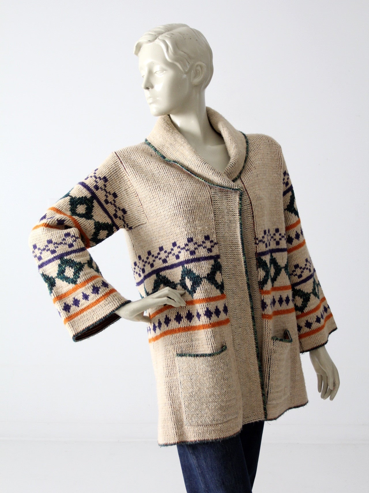 vintage 70s hippie wrap sweater