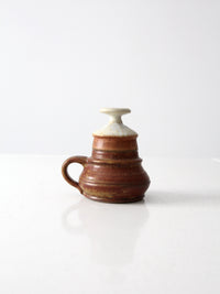 vintage studio pottery oil lamp by Charles Piatt