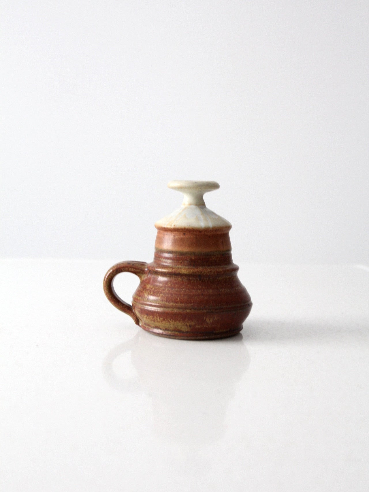vintage studio pottery oil lamp by Charles Piatt