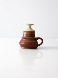 vintage studio pottery oil lamp by Charles Piatt