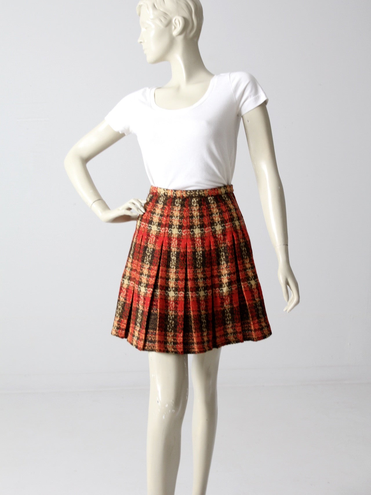 vintage 1960s plaid mini skirt