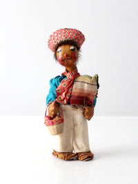 vintage Mexican folk art oil cloth doll