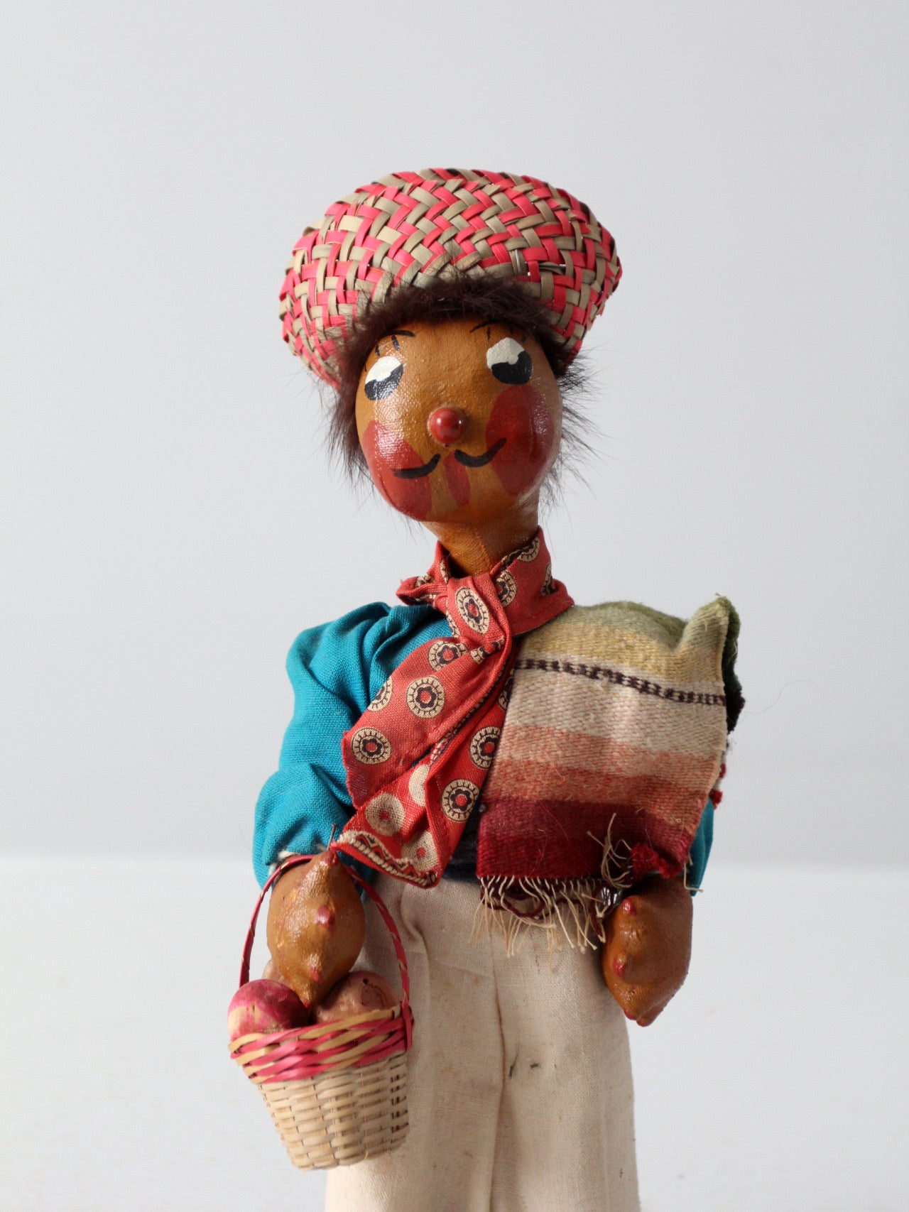 vintage Mexican folk art oil cloth doll