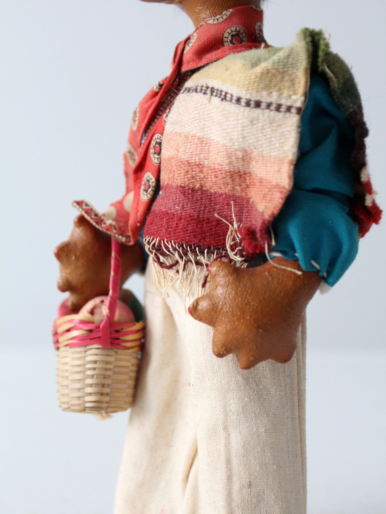 vintage Mexican folk art oil cloth doll