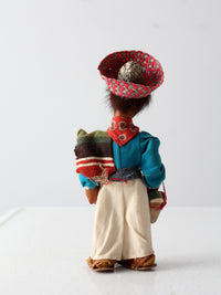 vintage Mexican folk art oil cloth doll