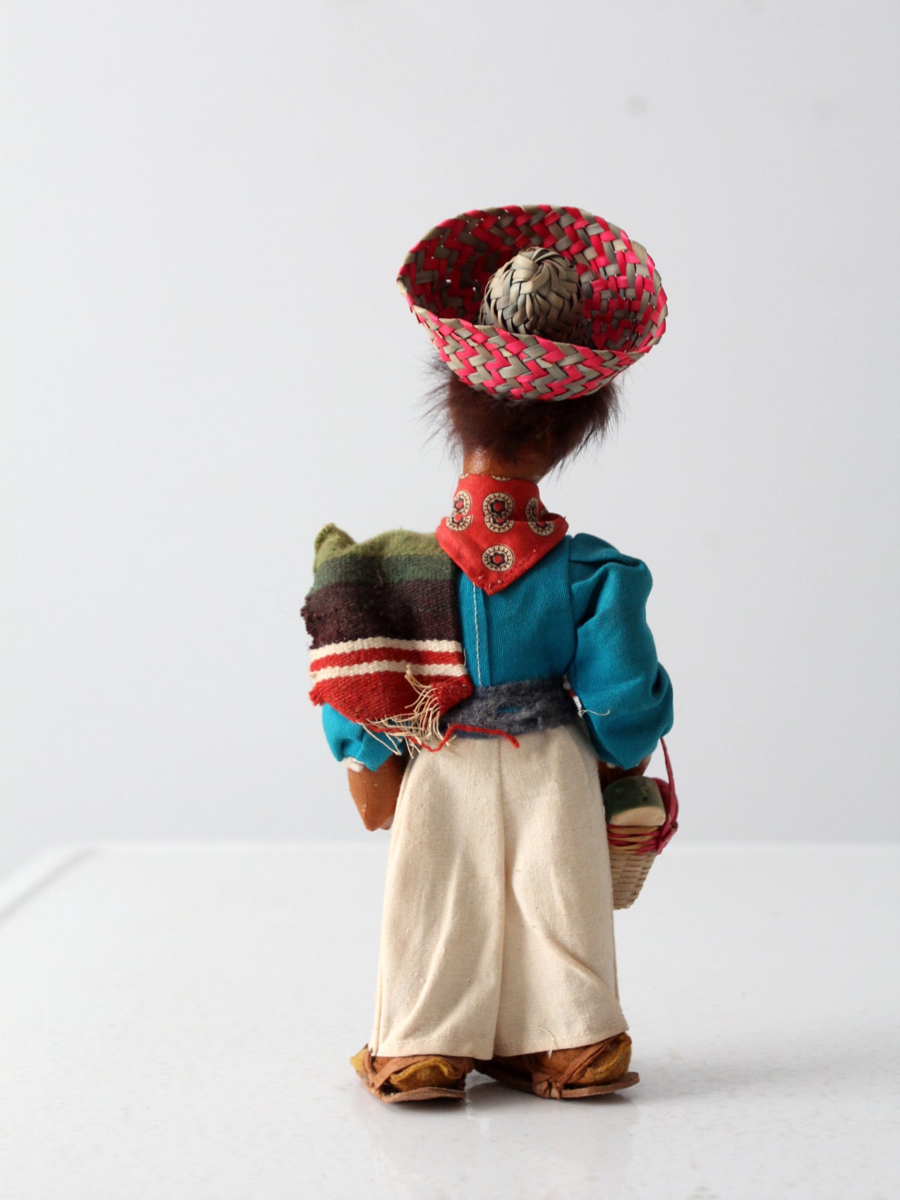 vintage Mexican folk art oil cloth doll