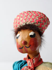 vintage Mexican folk art oil cloth doll