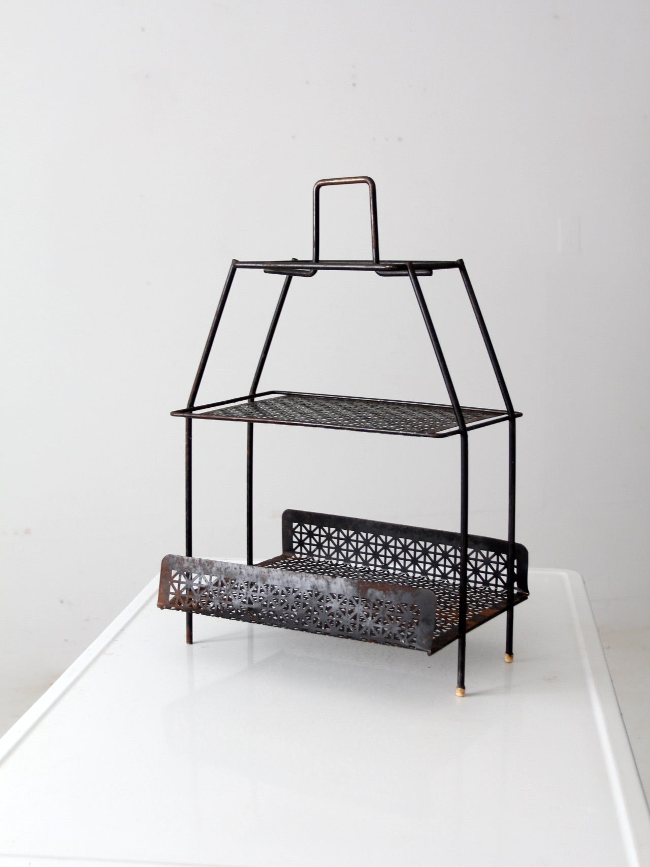 mid-century tiered metal stand