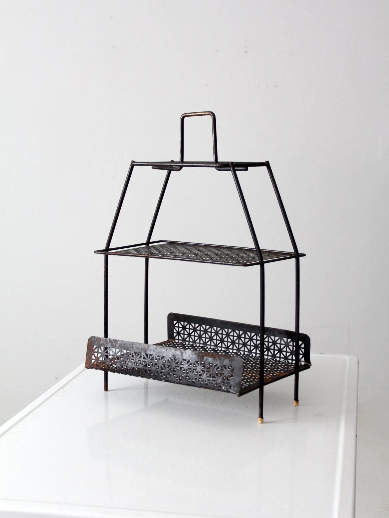 mid-century tiered metal stand