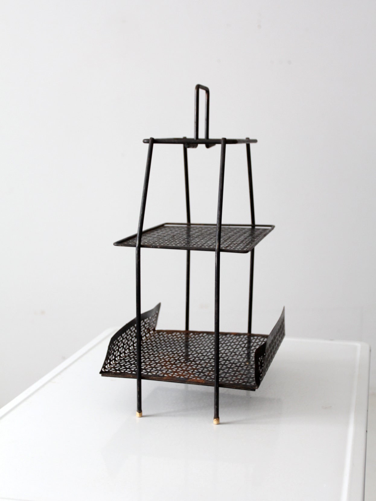 mid-century tiered metal stand