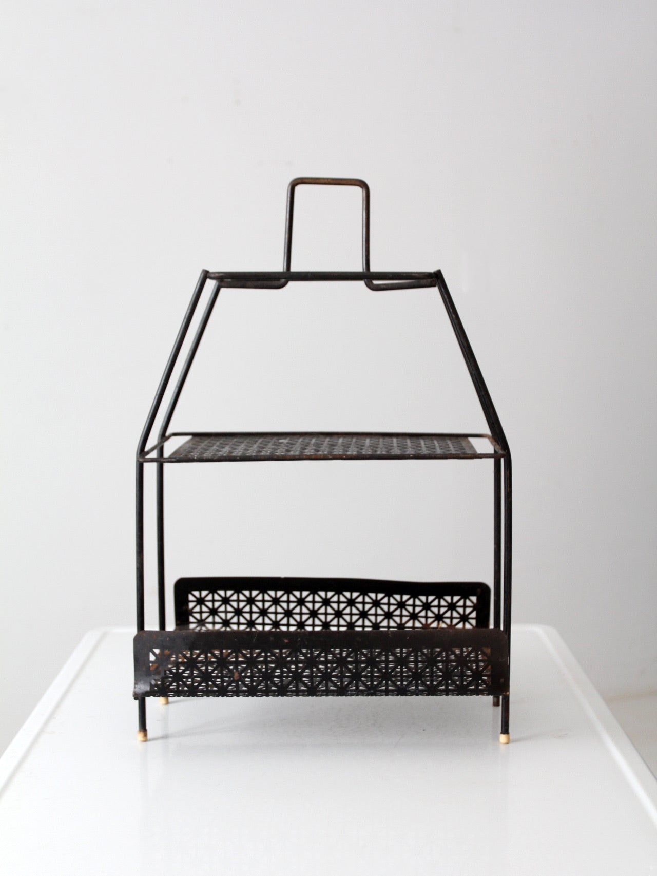 mid-century tiered metal stand