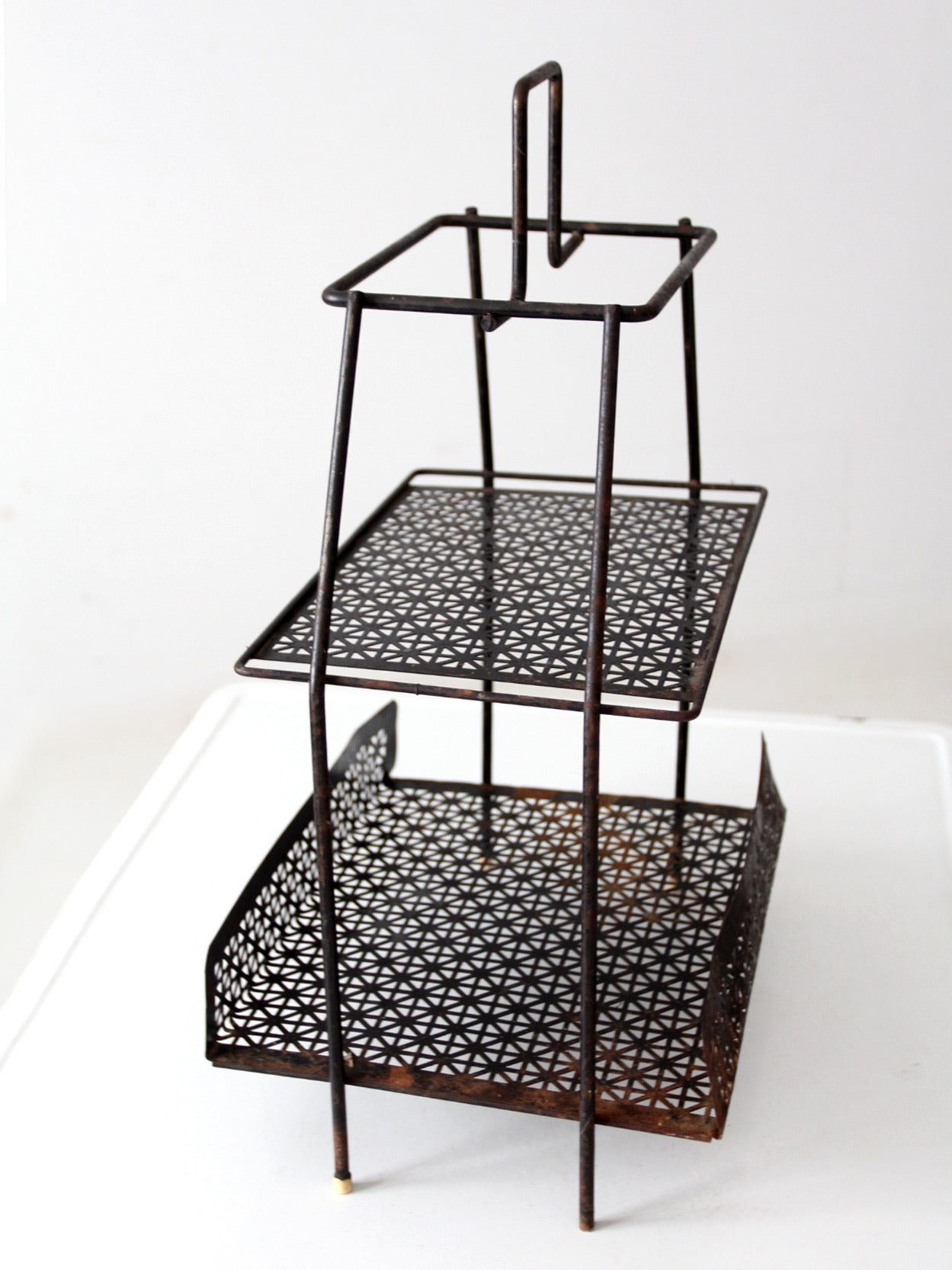 mid-century tiered metal stand