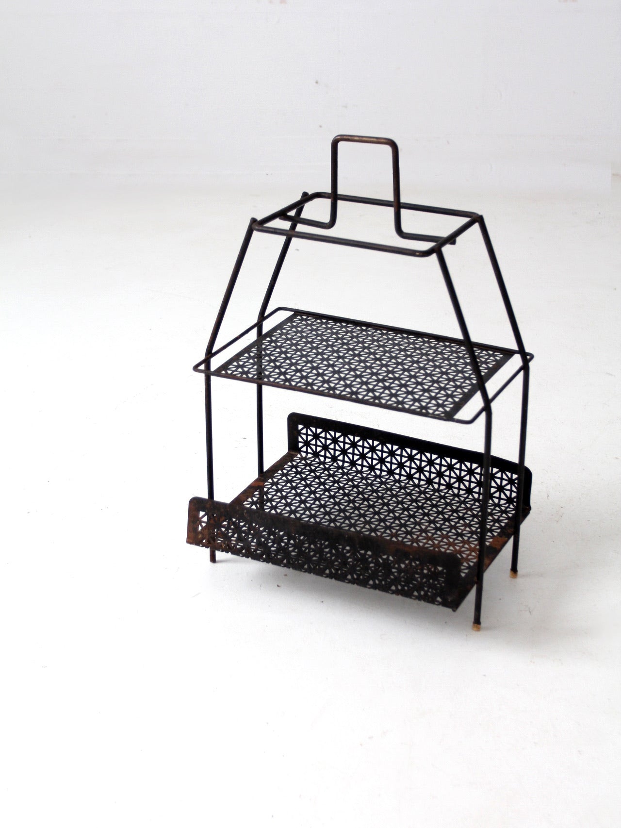 mid-century tiered metal stand
