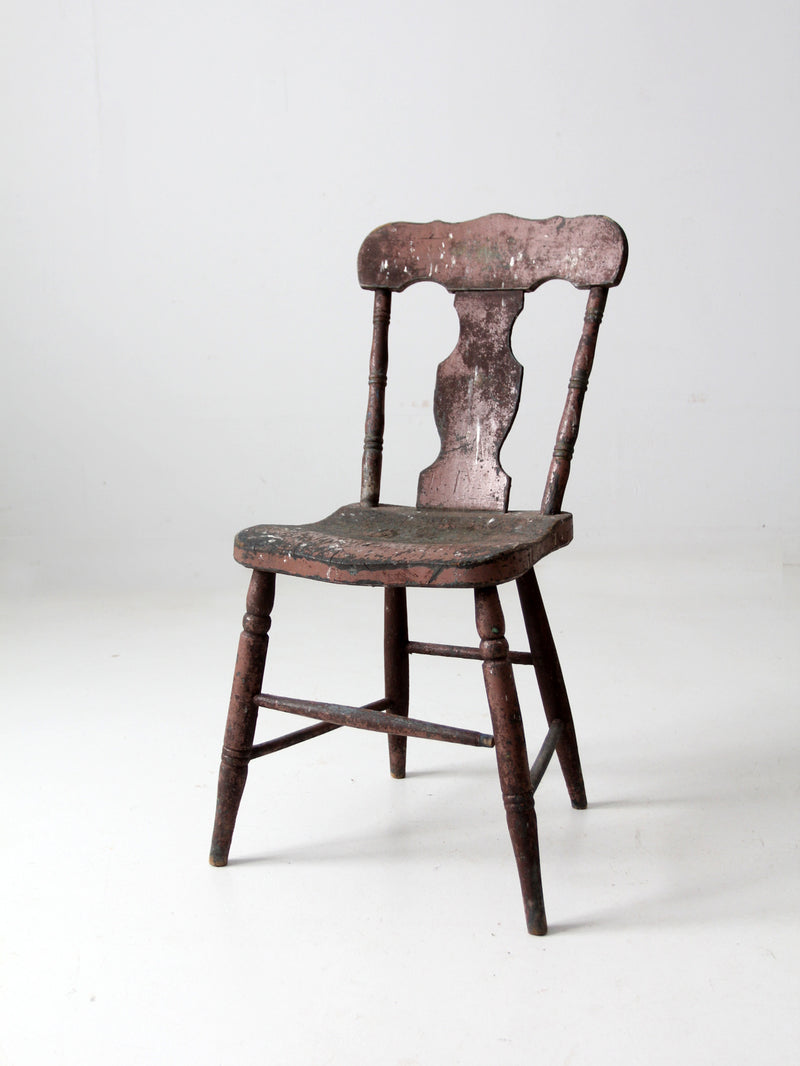 antique rustic fiddleback chair