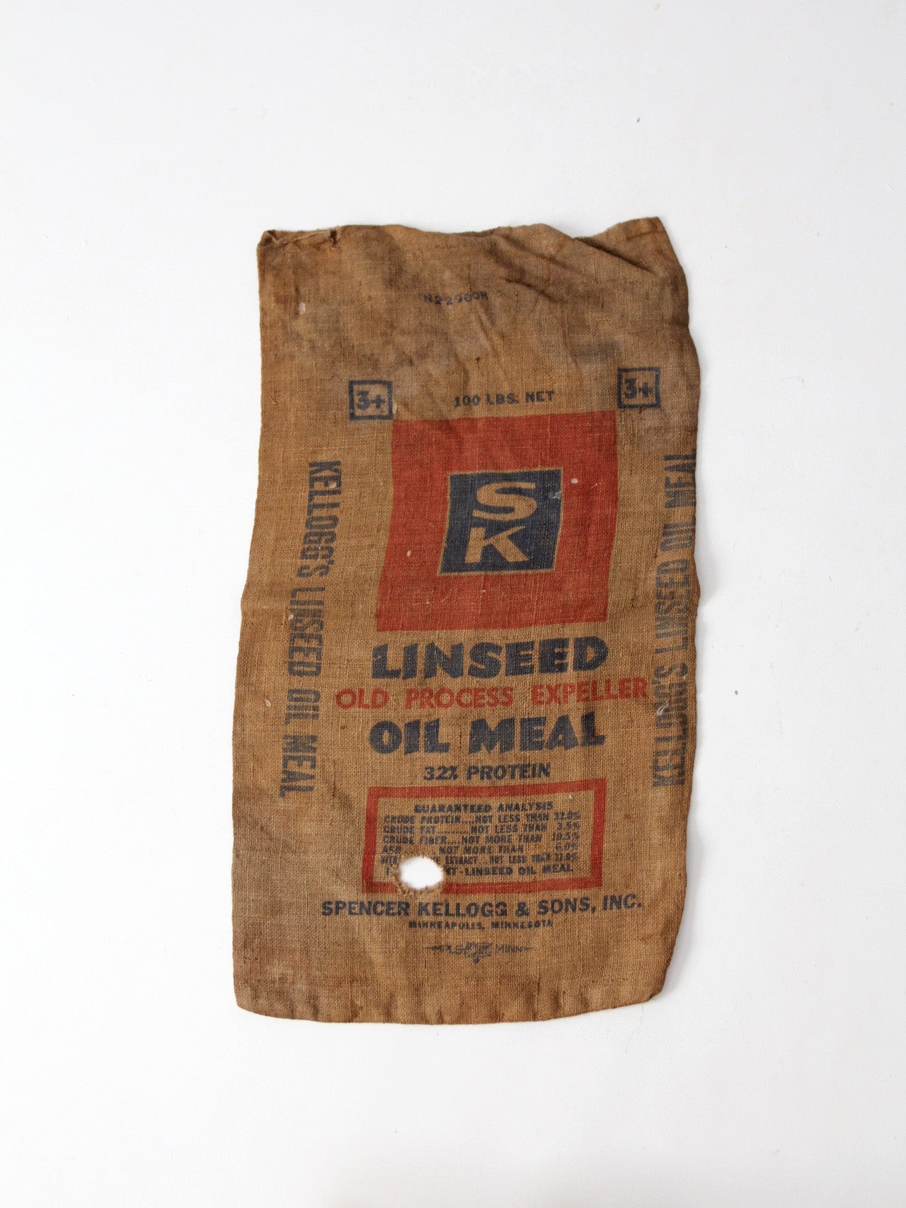 vintage Kellogg's burlap farm sack