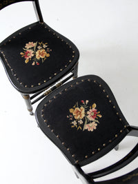 antique needlepoint accent chairs pair