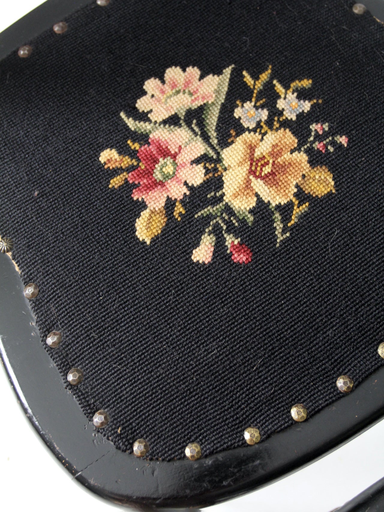 antique needlepoint accent chairs pair