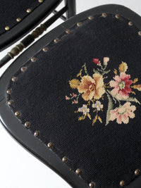 antique needlepoint accent chairs pair