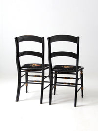 antique needlepoint accent chairs pair