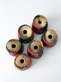 vintage woven straw drink holders set 6