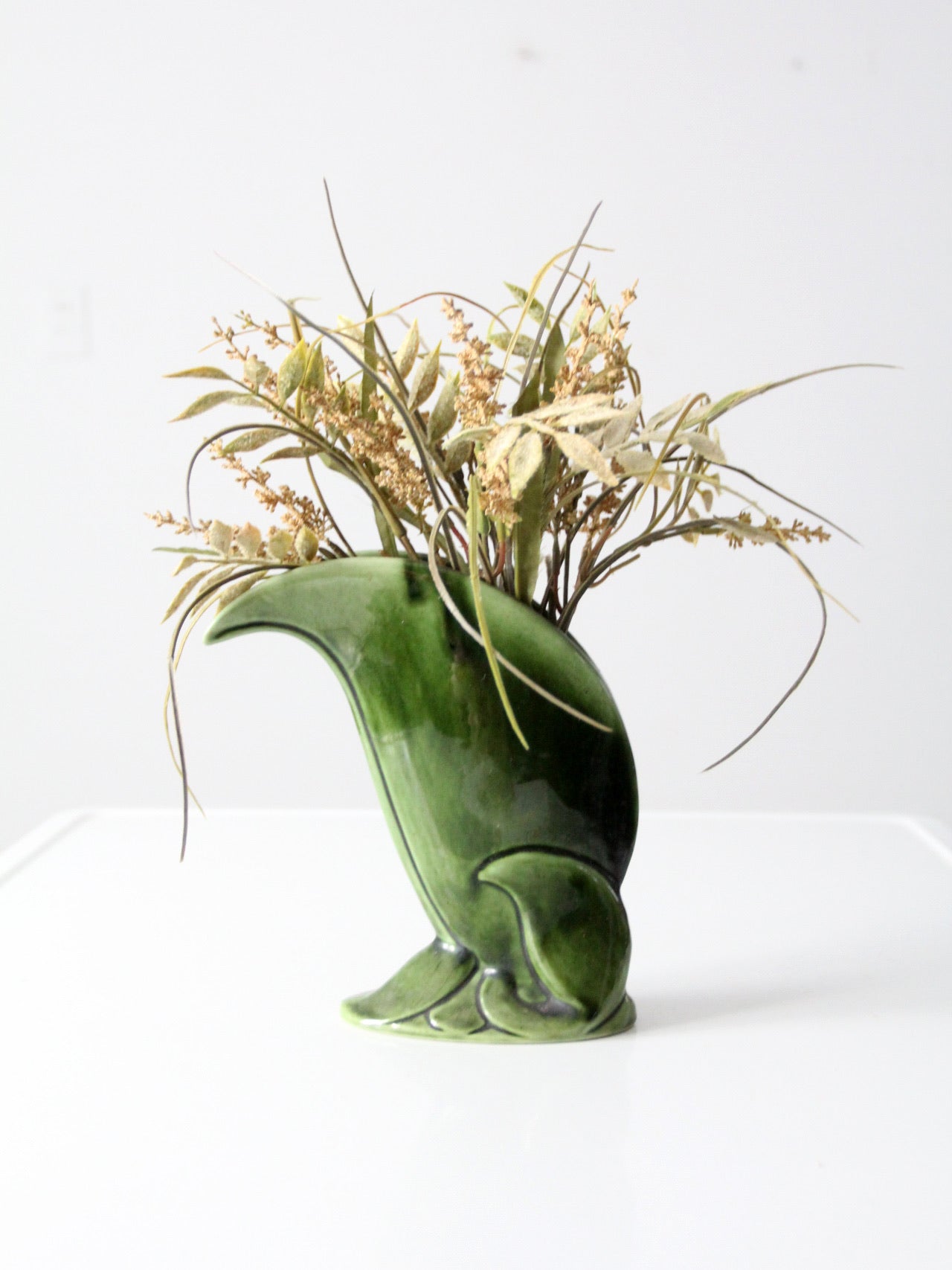 vintage ceramic leaf vase