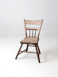 antique primitive plank seat chair