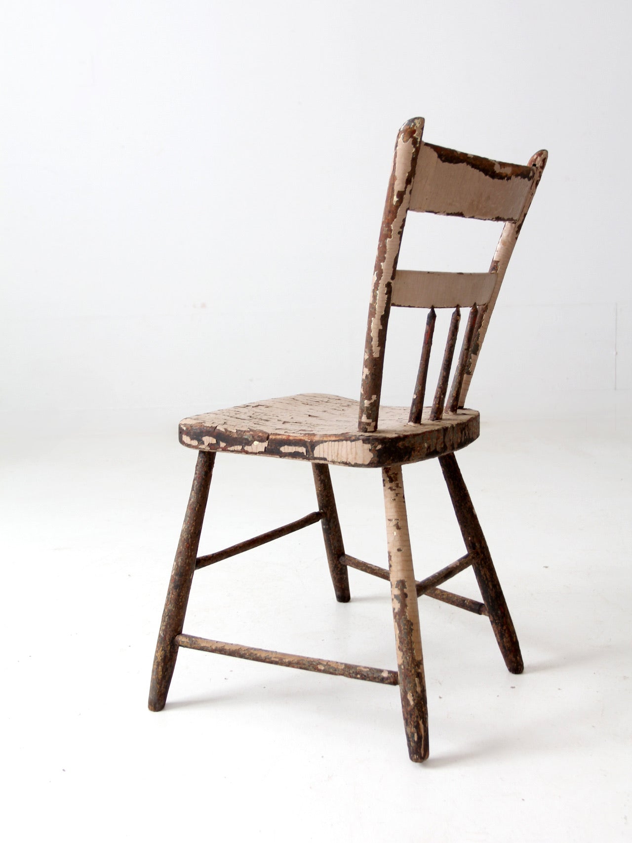 antique primitive plank seat chair