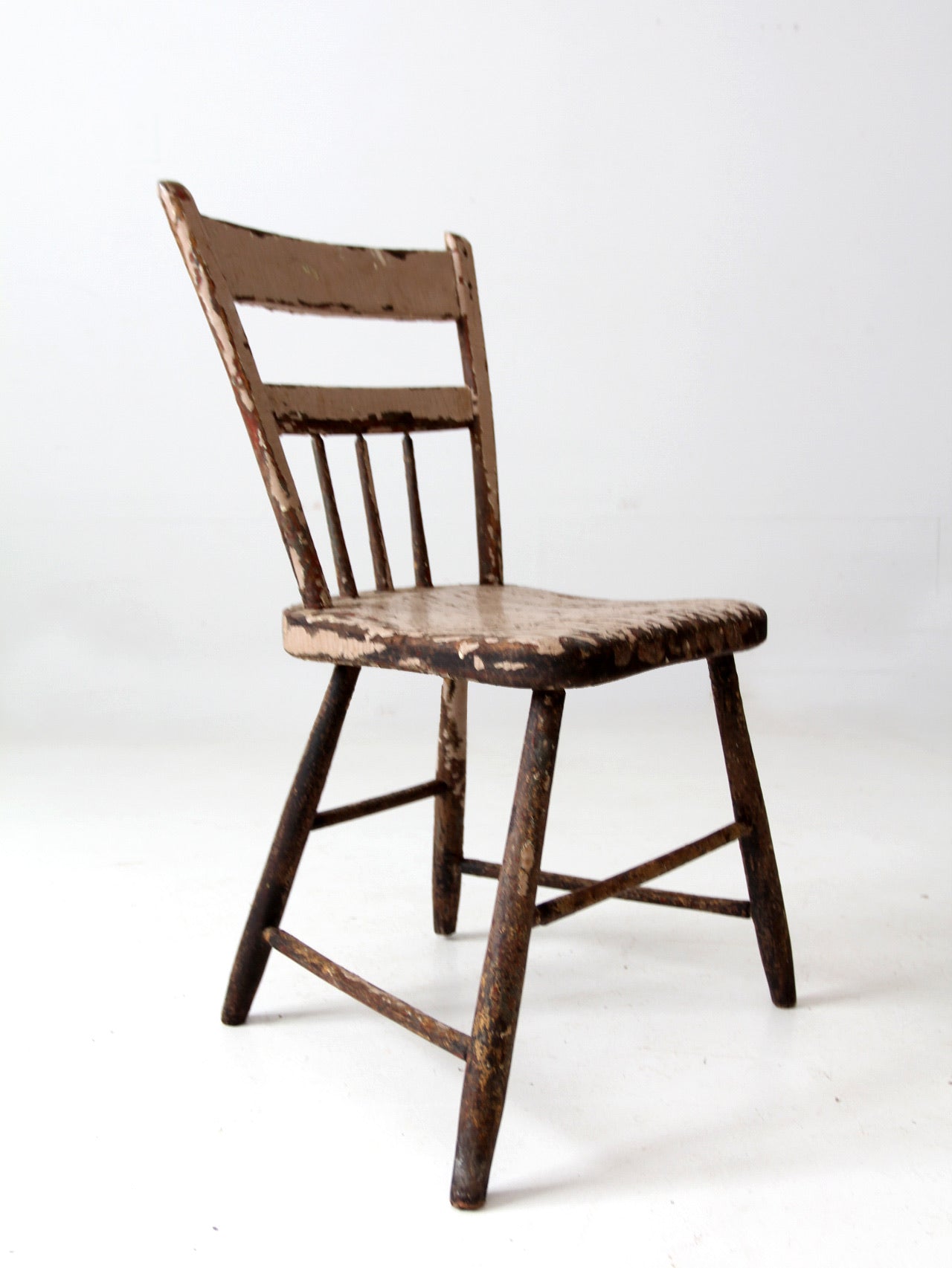 antique primitive plank seat chair