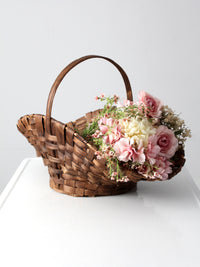 antique splint weave gathering basket