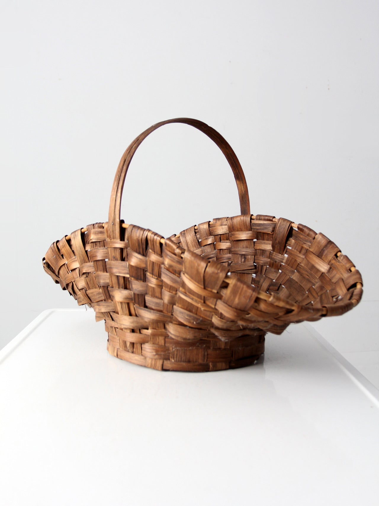 antique splint weave gathering basket