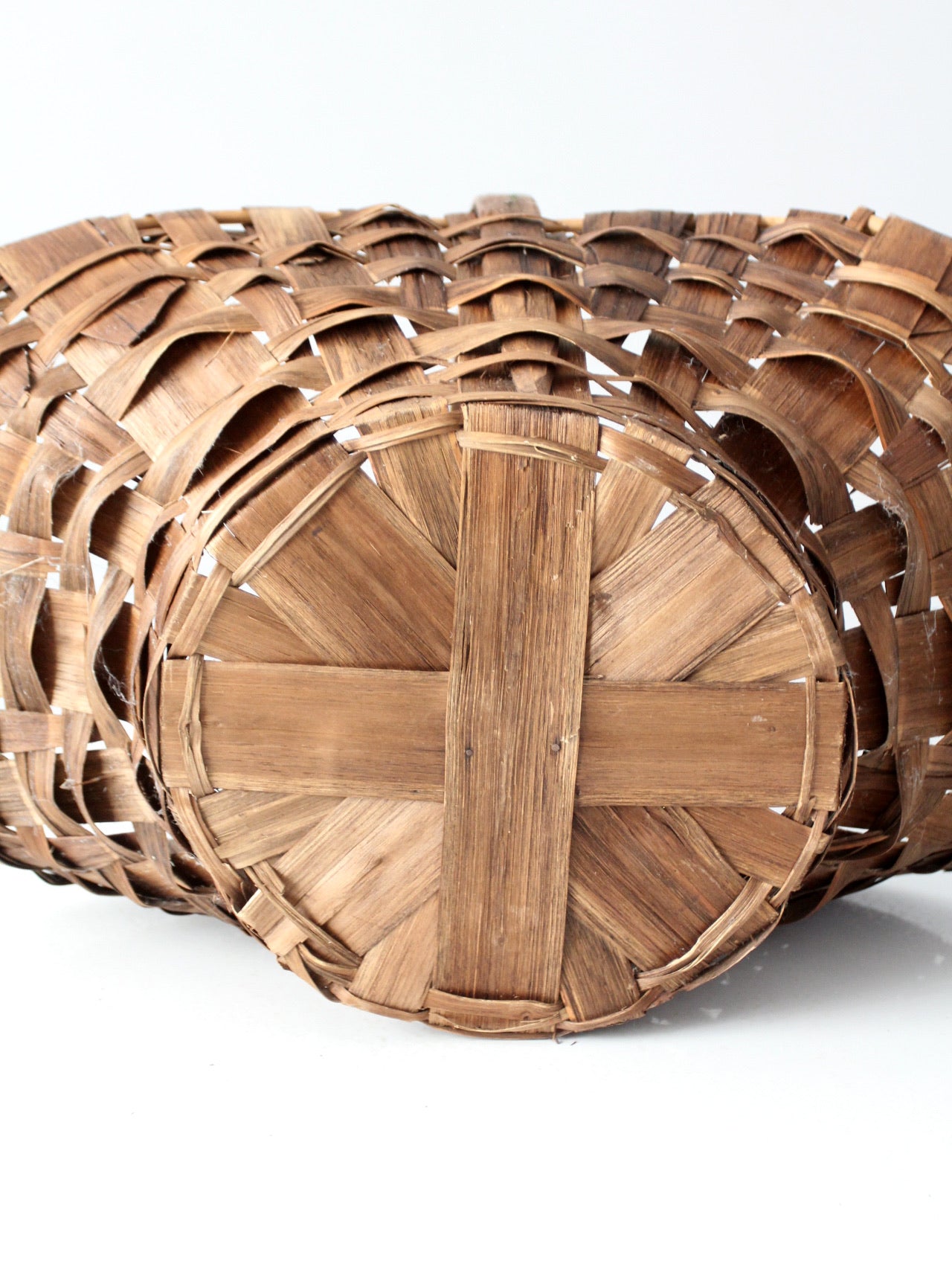 antique splint weave gathering basket