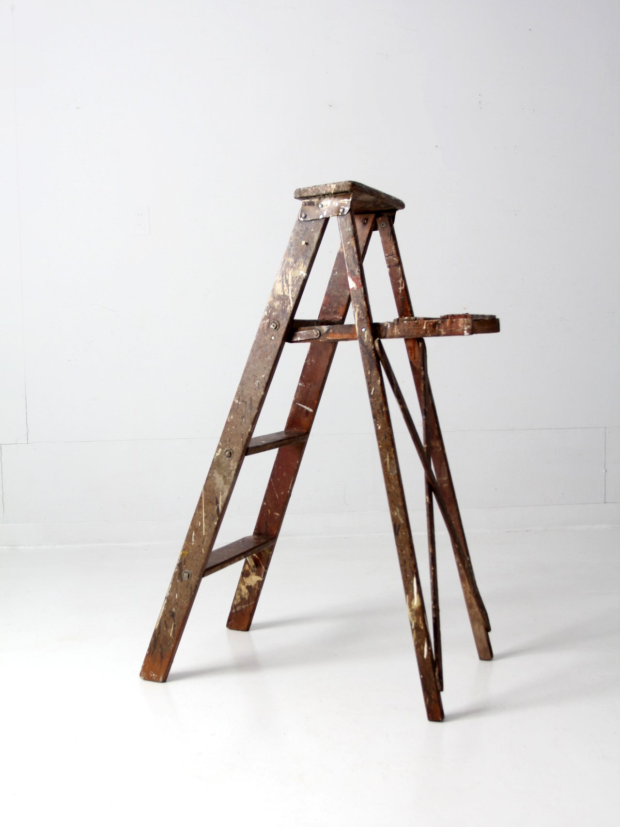 vintage painter's wooden folding ladder