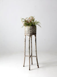 antique white wicker planter