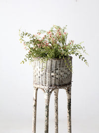 antique white wicker planter