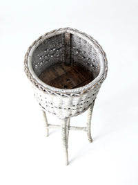 antique white wicker planter