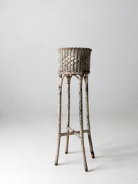 antique white wicker planter