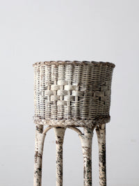 antique white wicker planter