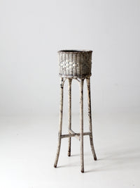 antique white wicker planter