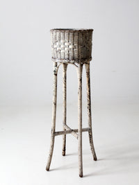 antique white wicker planter