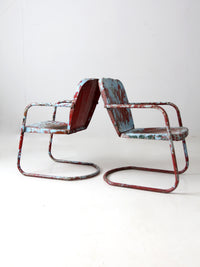 mid-century patio chairs pair