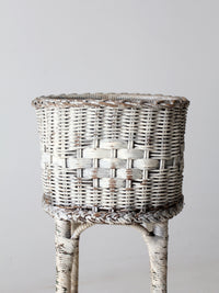 antique white wicker planter