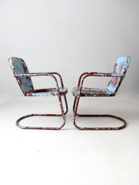 mid-century patio chairs pair