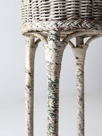 antique white wicker planter